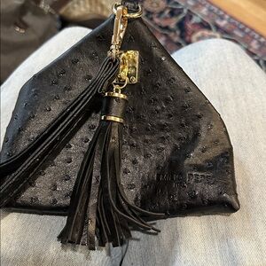 Emilio Pepe  Black Triangle Italy wristlet plus Chain Black bag NWOT